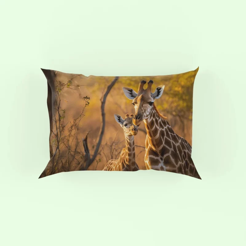 Mother and Baby Giraffe Pillow Case