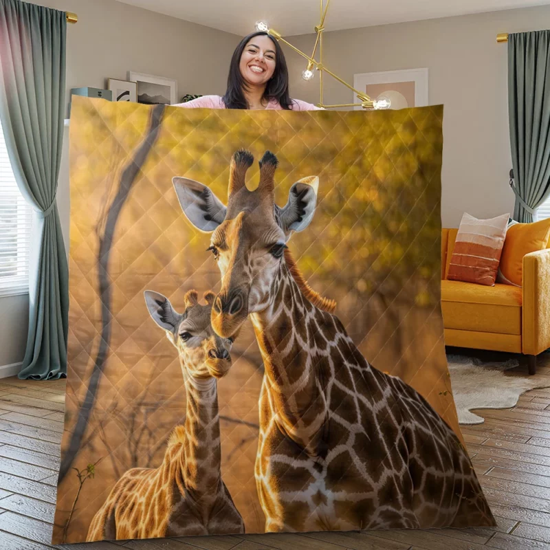 Mother and Baby Giraffe Quilt Blanket