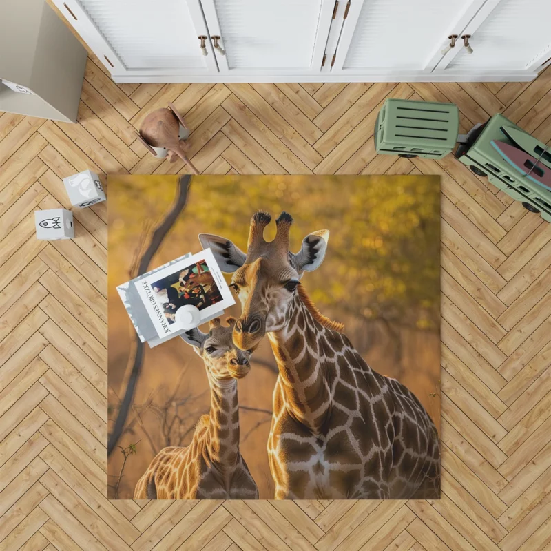 Mother and Baby Giraffe Rug