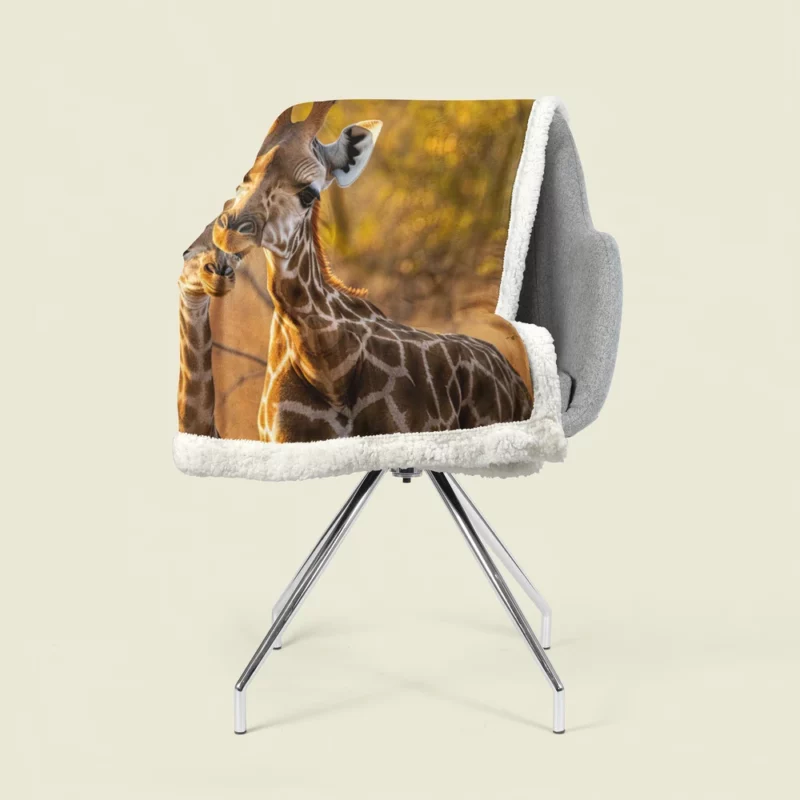 Mother and Baby Giraffe Sherpa Fleece Blanket 1