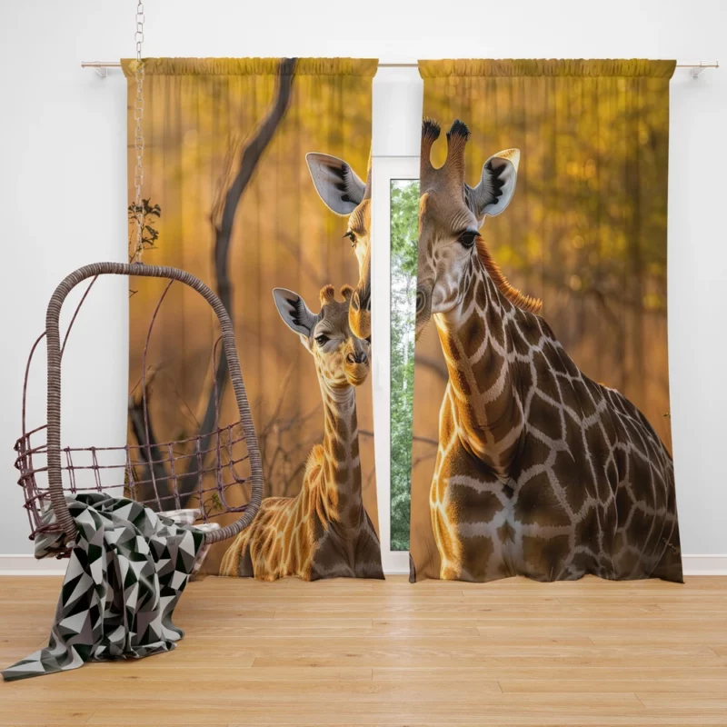 Mother and Baby Giraffe Window Curtain