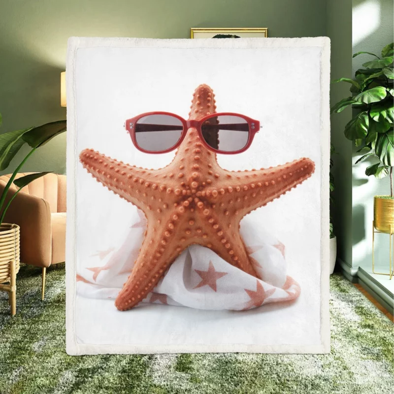 Movie Star Starfish Illustration Sherpa Fleece Blanket