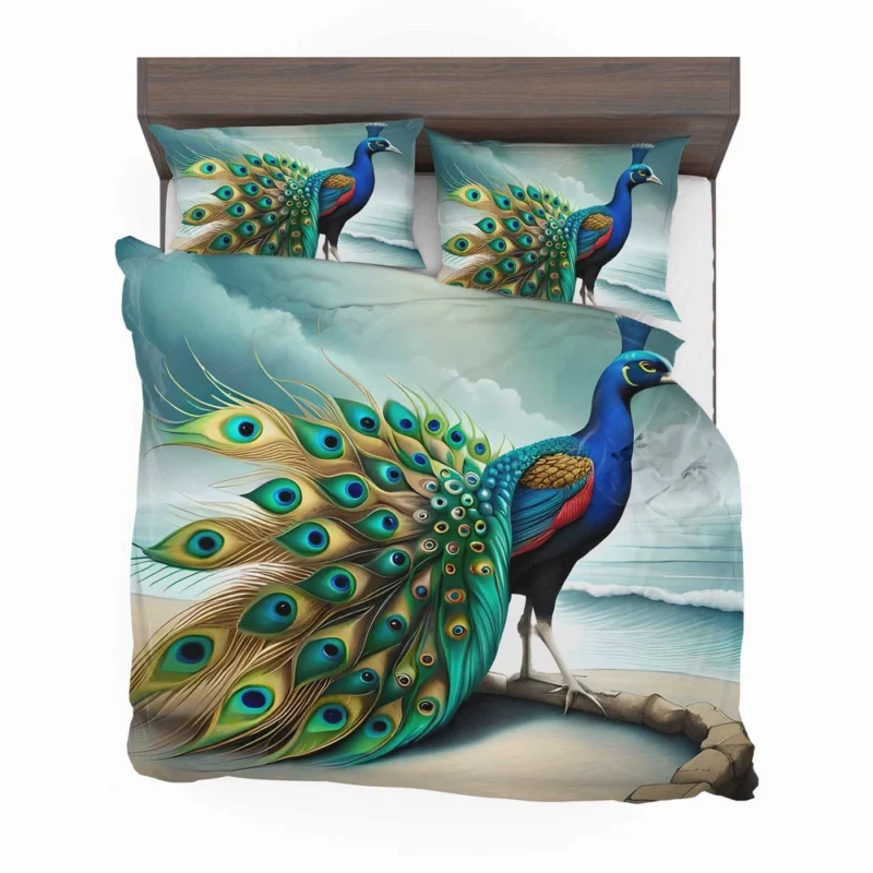 Multicolored Beauty Displaying Peacock Feathers Bedding Set 2