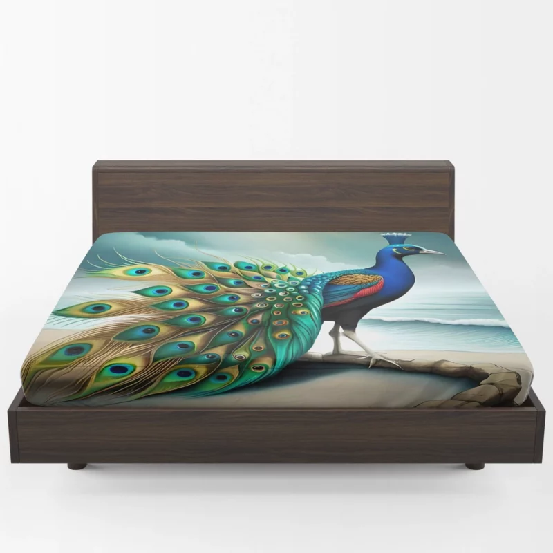 Multicolored Beauty Displaying Peacock Feathers Fitted Sheet 1