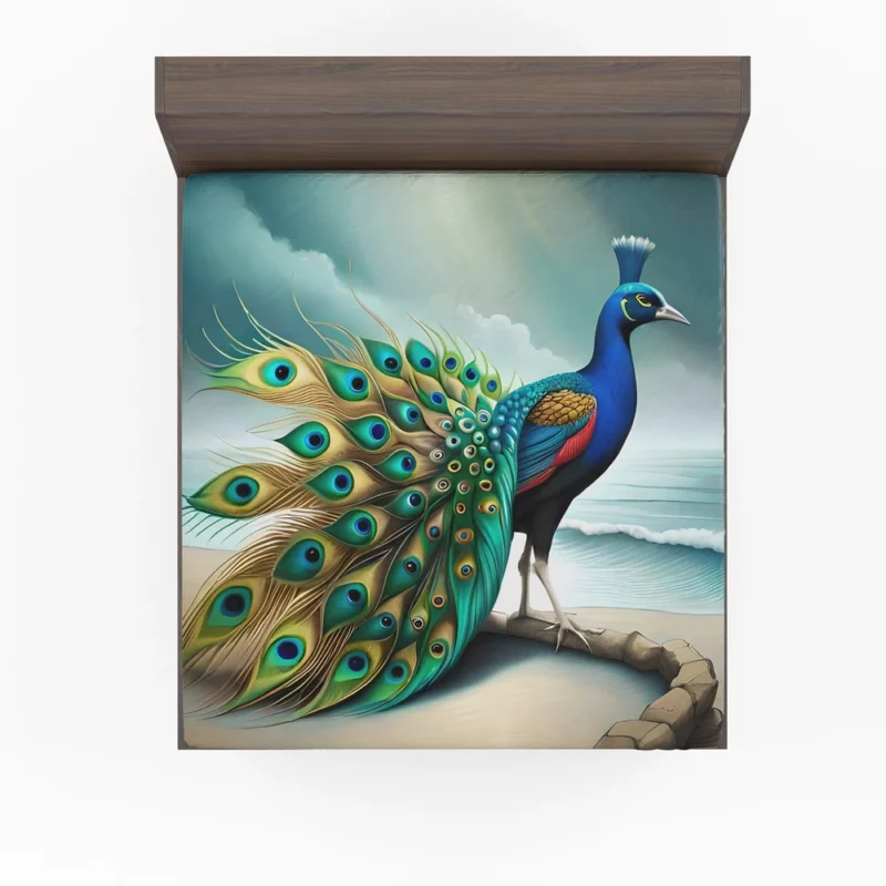 Multicolored Beauty Displaying Peacock Feathers Fitted Sheet