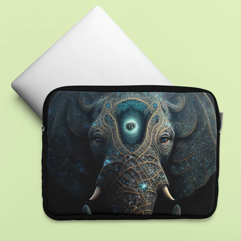 Mystical Elephant Head Illustration Laptop Sleeve