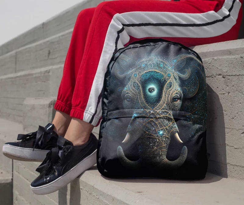 Mystical Elephant Head Illustration Minimalist Backpack 1