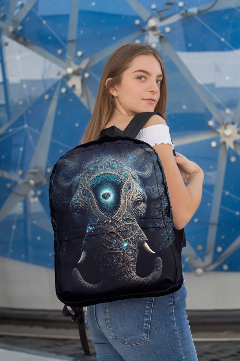 Mystical Elephant Head Illustration Minimalist Backpack 2