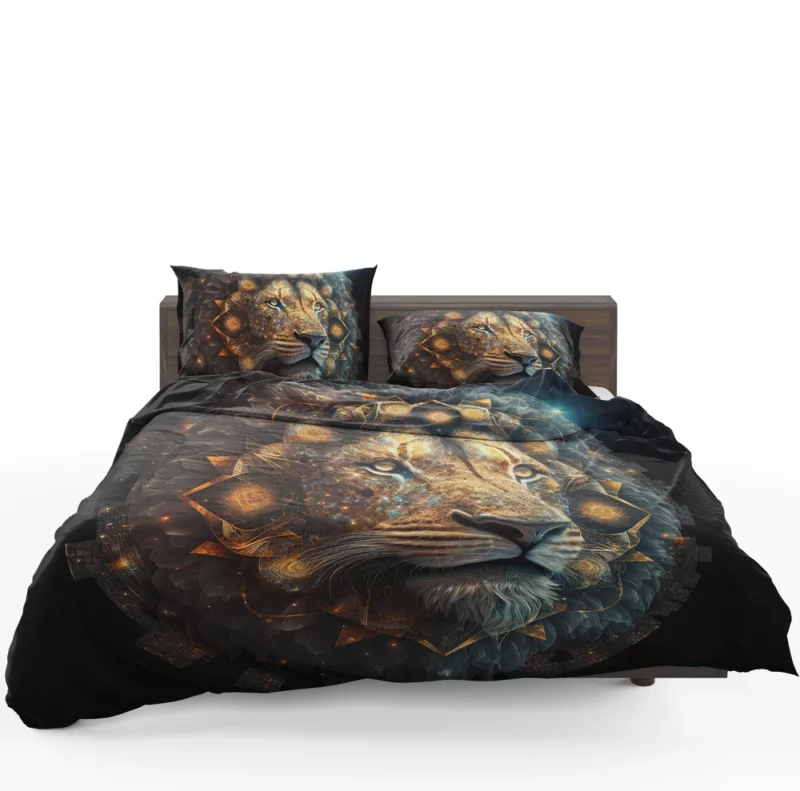 Mystical Lion Face Illustration Bedding Set 1