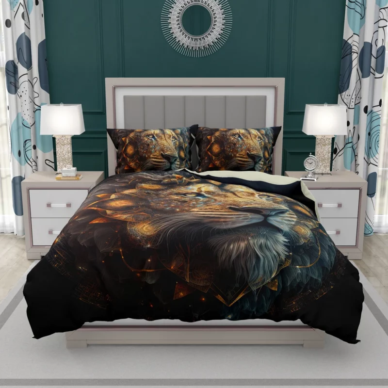 Mystical Lion Face Illustration Bedding Set 2