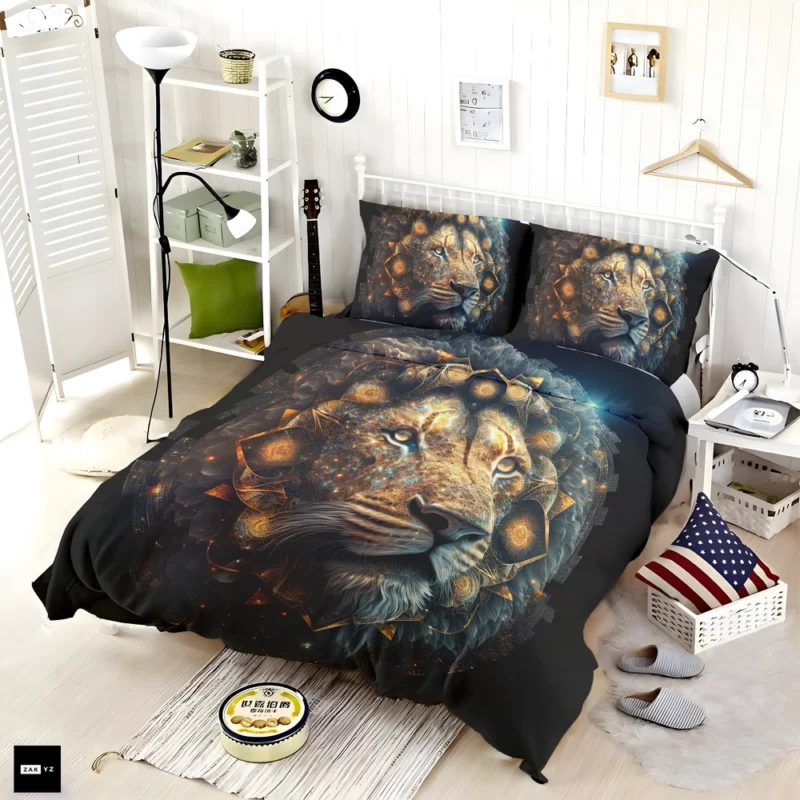 Mystical Lion Face Illustration Bedding Set