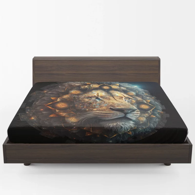 Mystical Lion Face Illustration Fitted Sheet 1