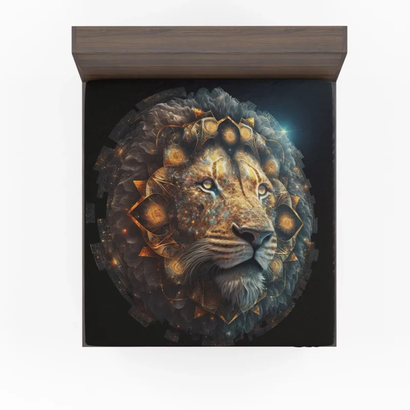 Mystical Lion Face Illustration Fitted Sheet