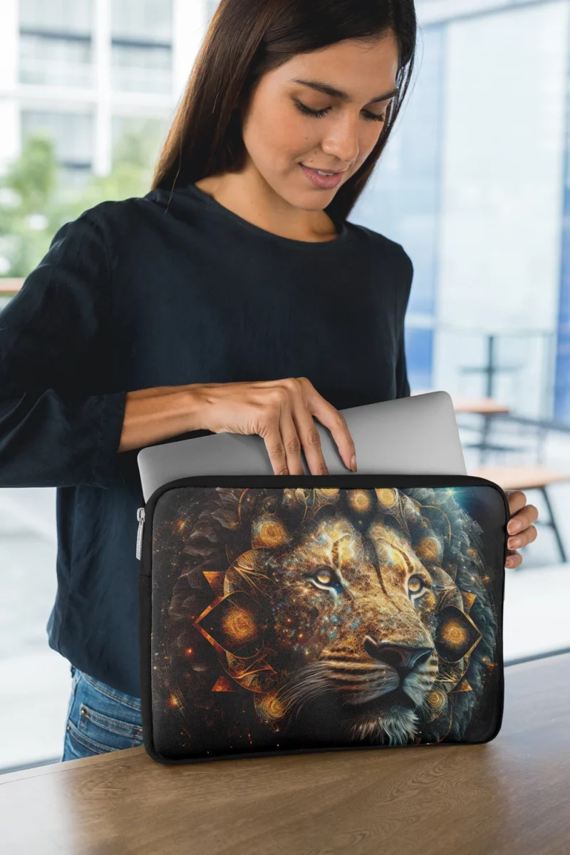 Mystical Lion Face Illustration Laptop Sleeve 1