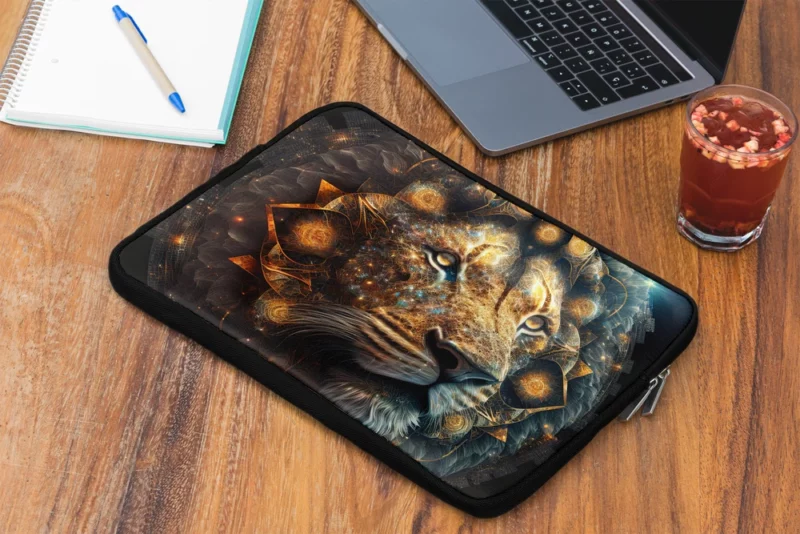 Mystical Lion Face Illustration Laptop Sleeve 2