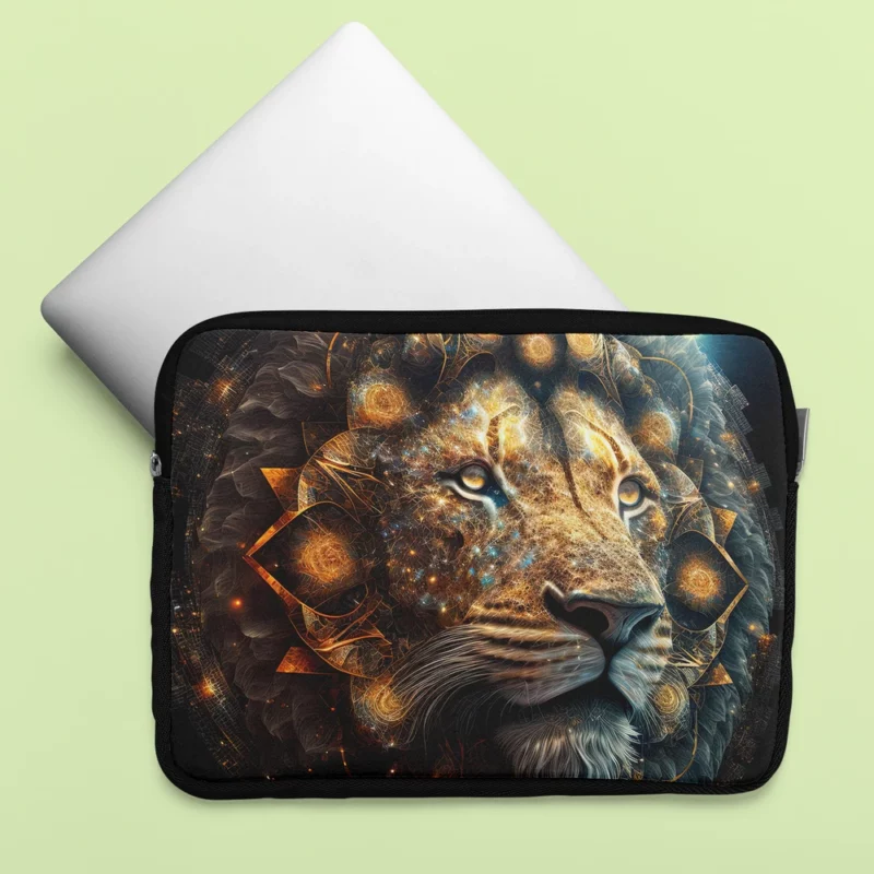 Mystical Lion Face Illustration Laptop Sleeve