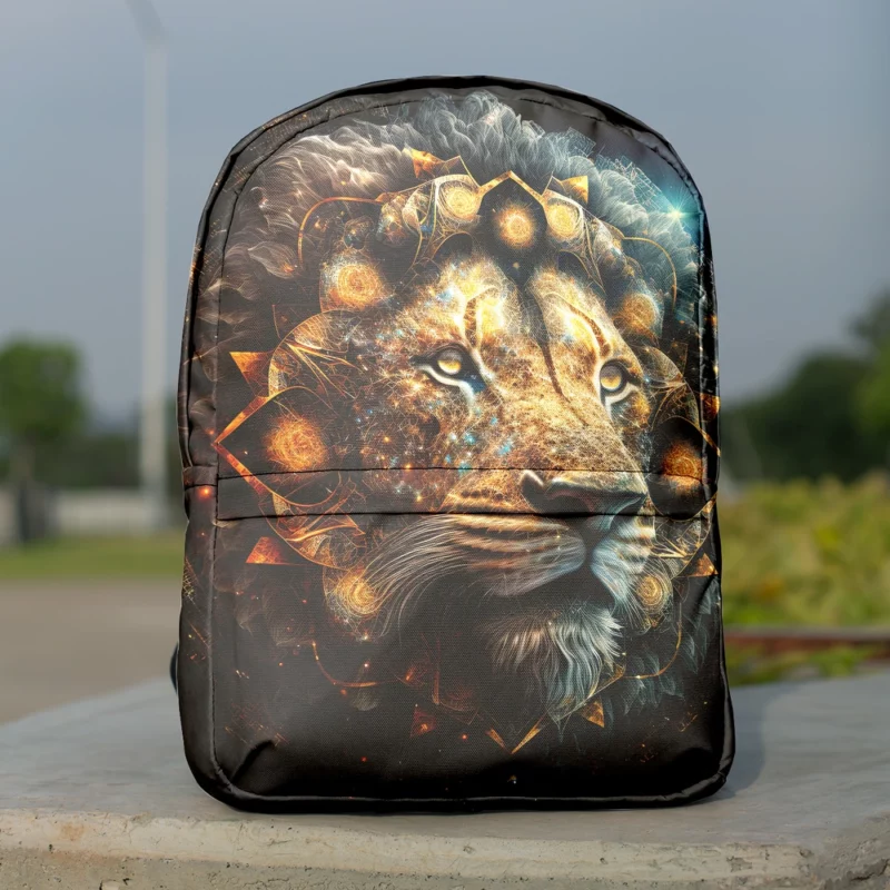 Mystical Lion Face Illustration Minimalist Backpack