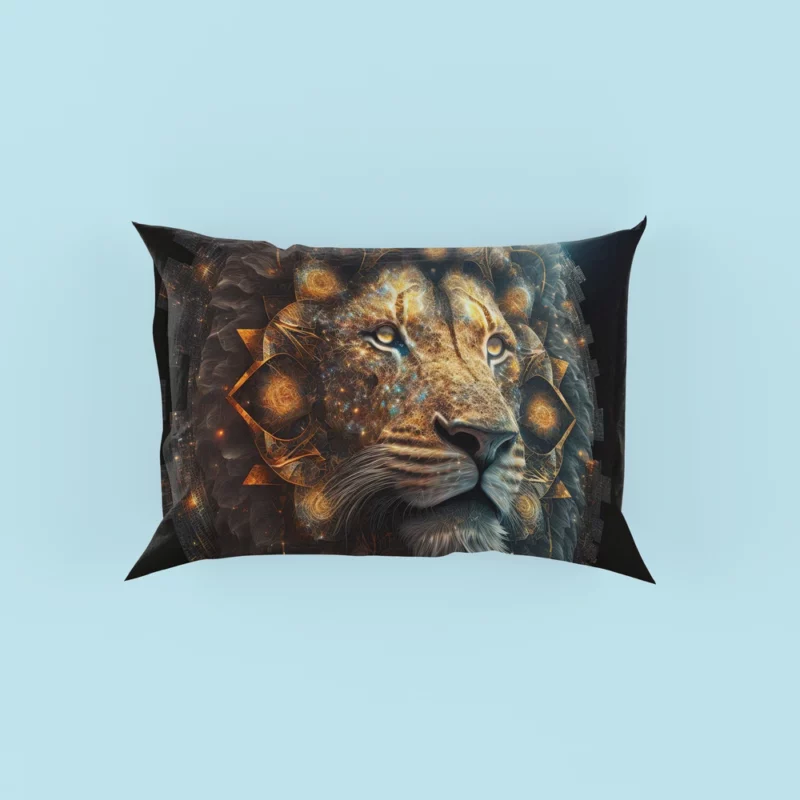 Mystical Lion Face Illustration Pillow Case