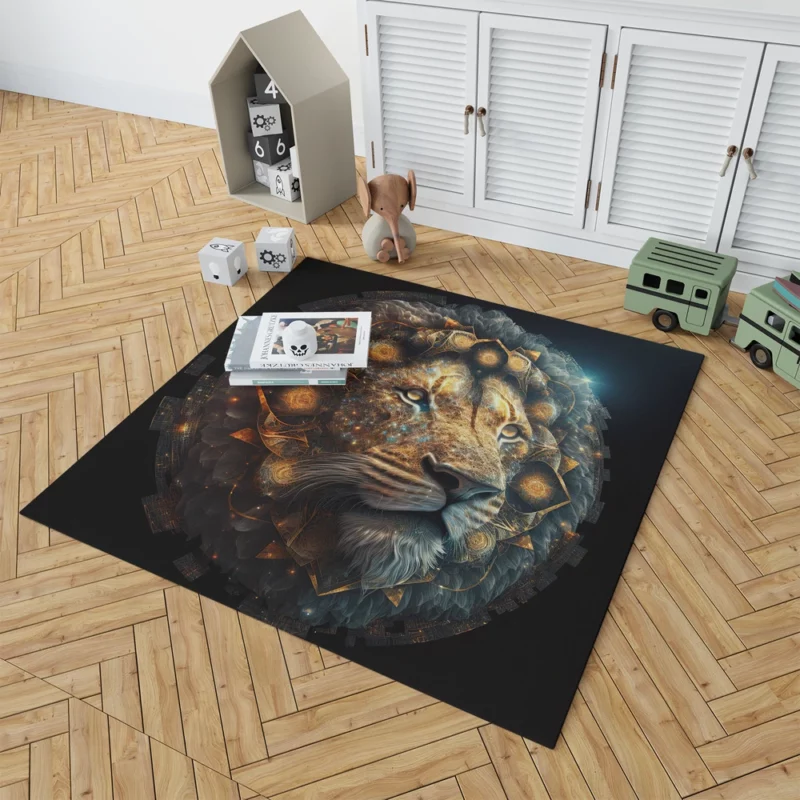 Mystical Lion Face Illustration Rug 1