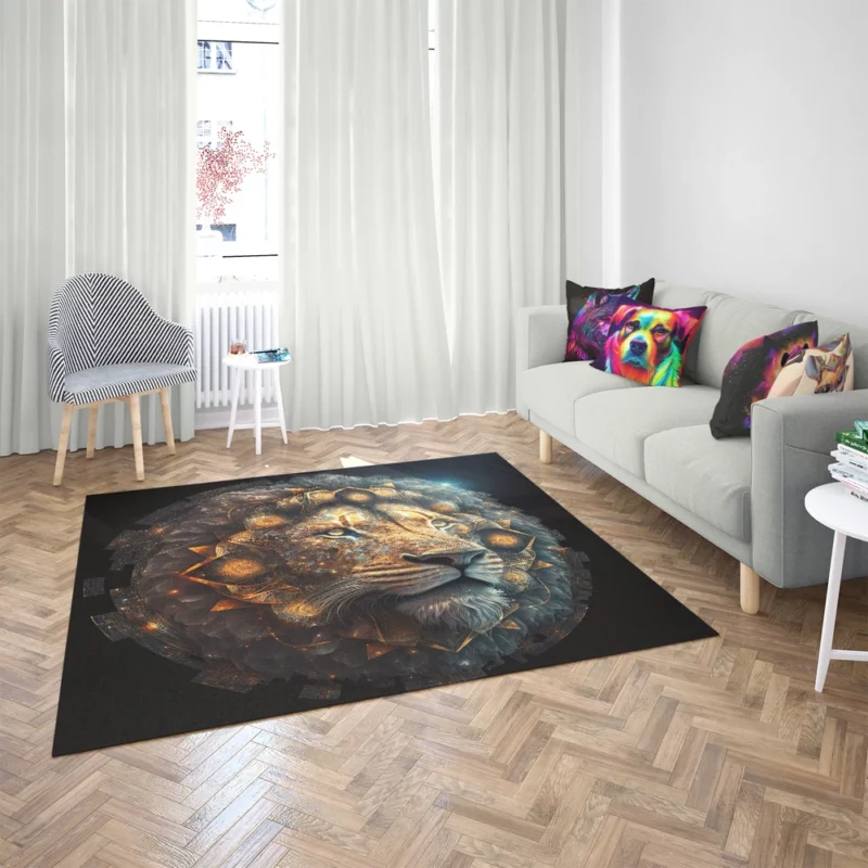 Mystical Lion Face Illustration Rug 2