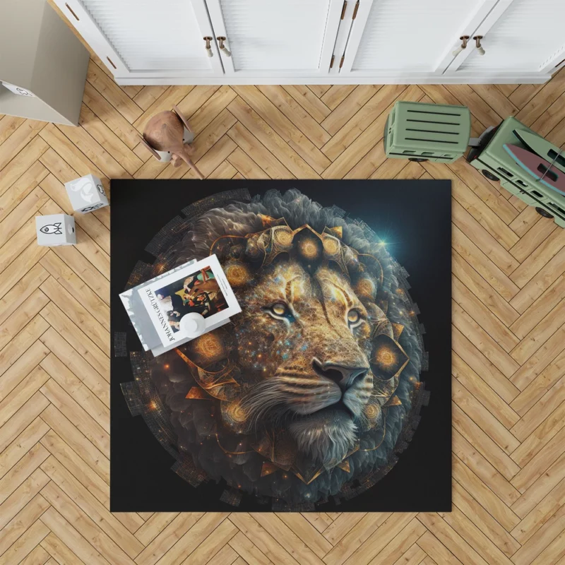 Mystical Lion Face Illustration Rug