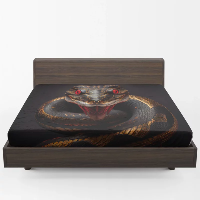 Mystical Serpent with Dragon Horns Fitted Sheet 1