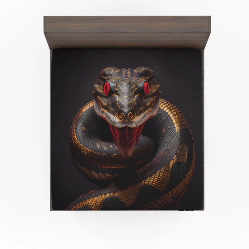 Mystical Serpent with Dragon Horns Fitted Sheet