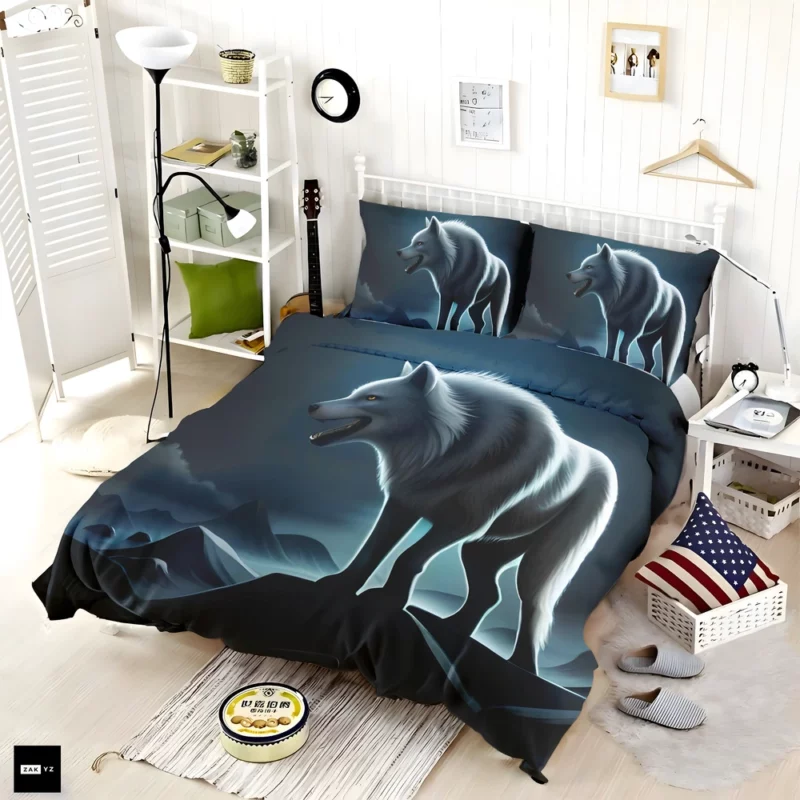 Mythological Wolf Illustration Bedding Set