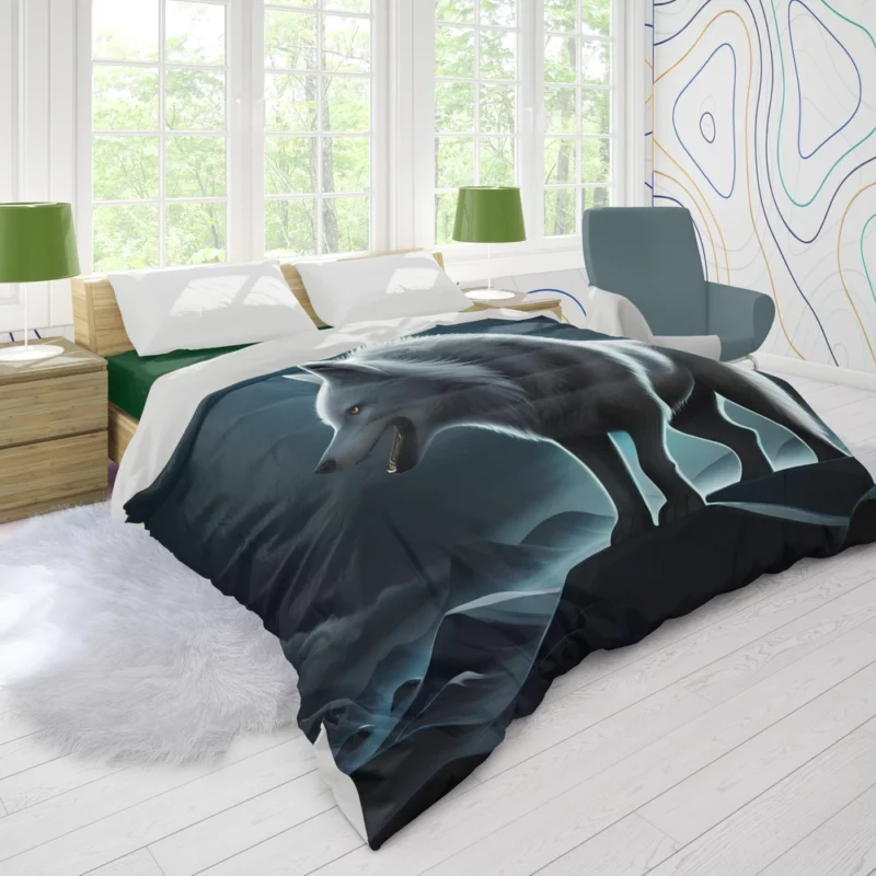 Mythological Wolf Illustration Duvet Cover