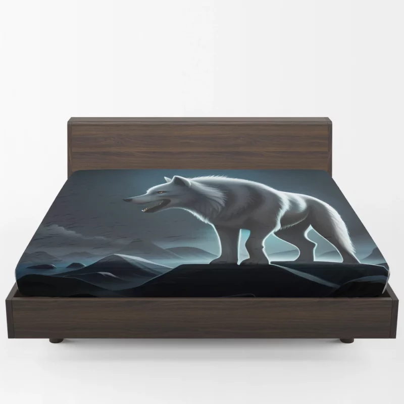 Mythological Wolf Illustration Fitted Sheet 1