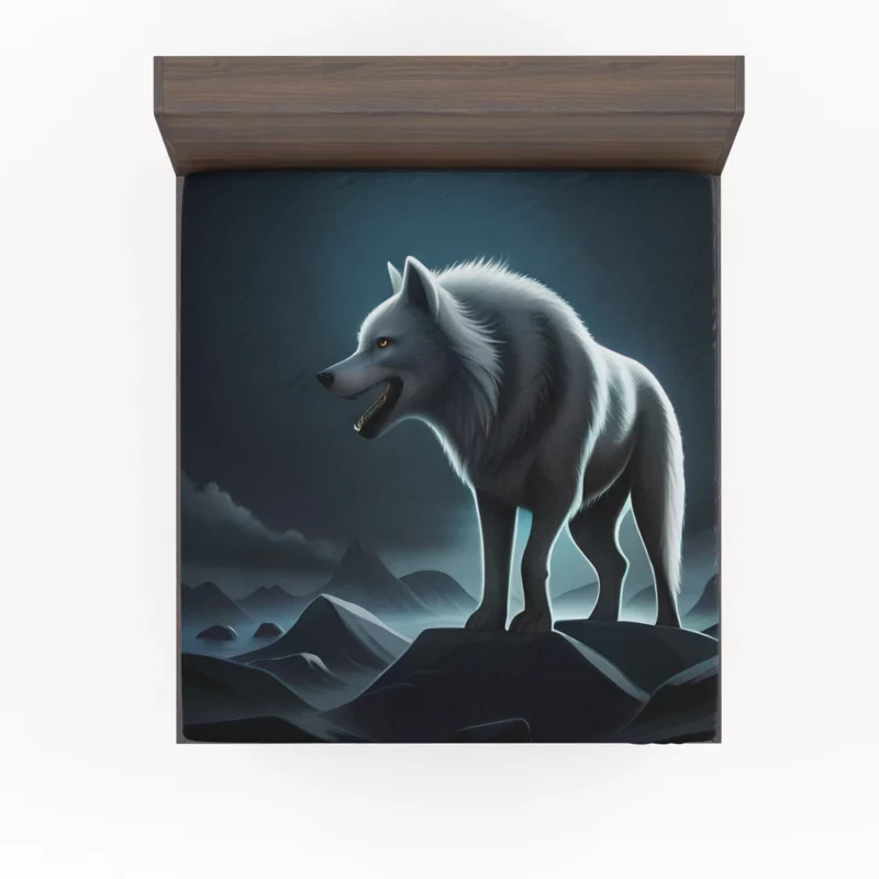 Mythological Wolf Illustration Fitted Sheet