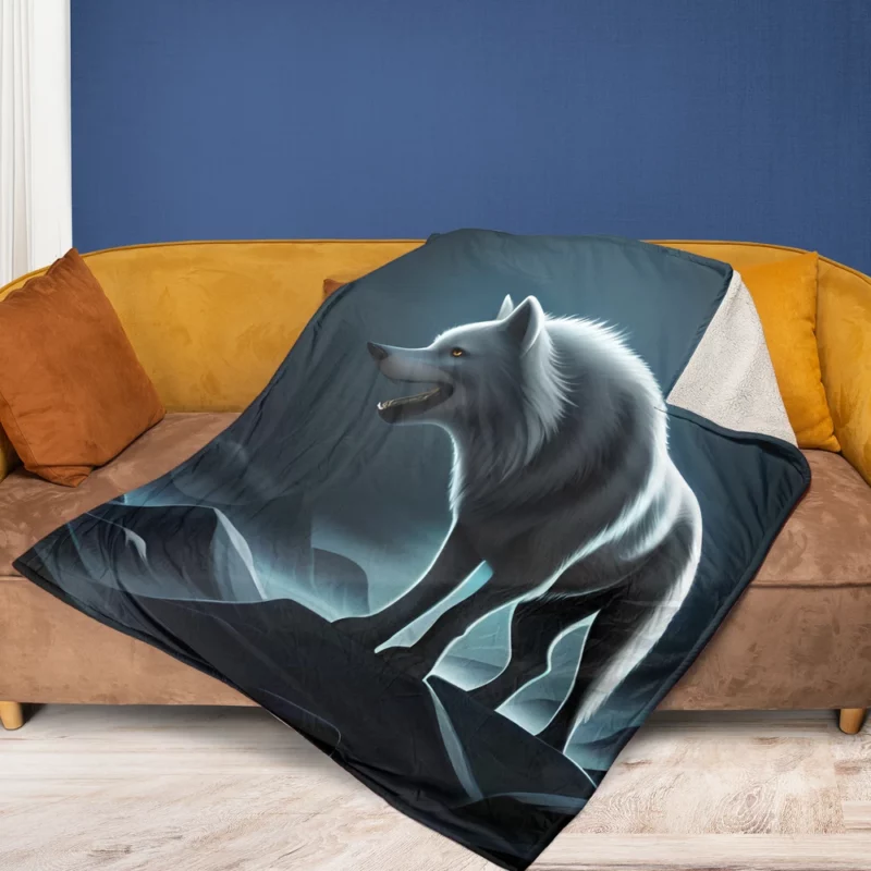 Mythological Wolf Illustration Fleece Blanket 1