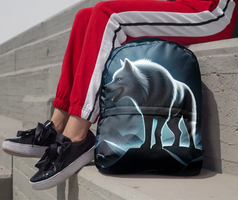 Mythological Wolf Illustration Minimalist Backpack 1