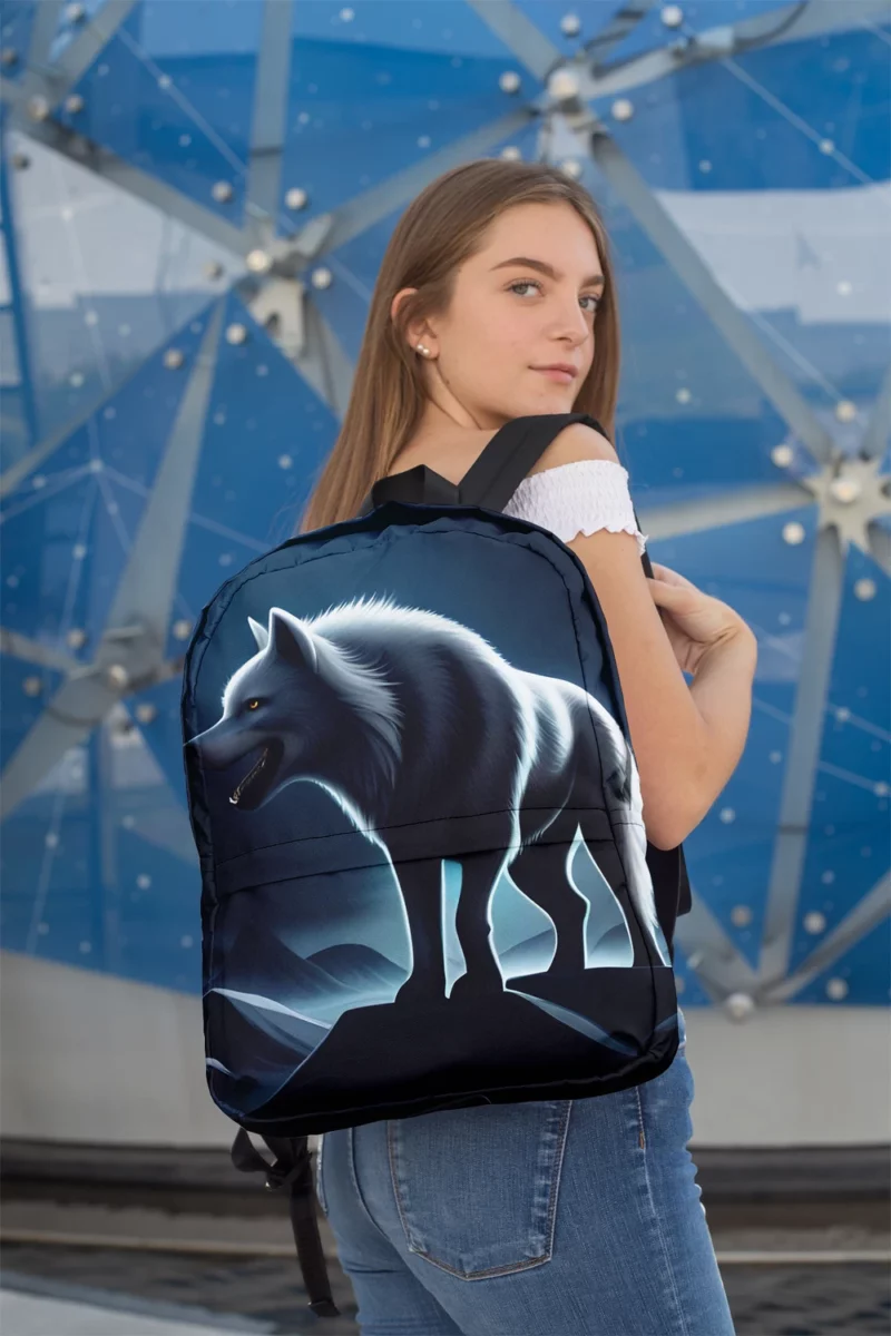 Mythological Wolf Illustration Minimalist Backpack 2