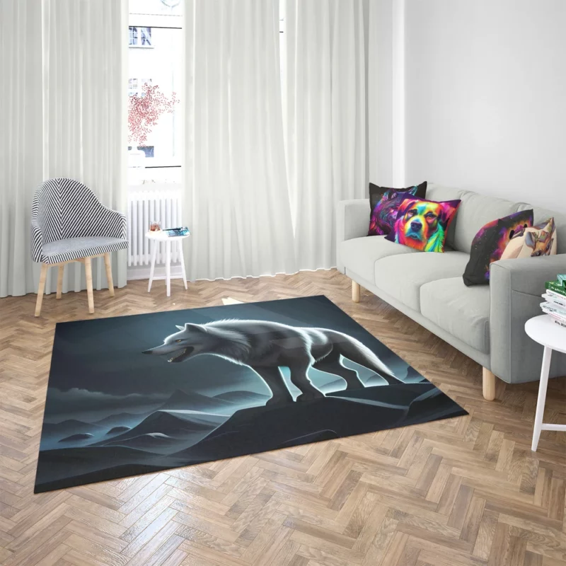 Mythological Wolf Illustration Rug 2