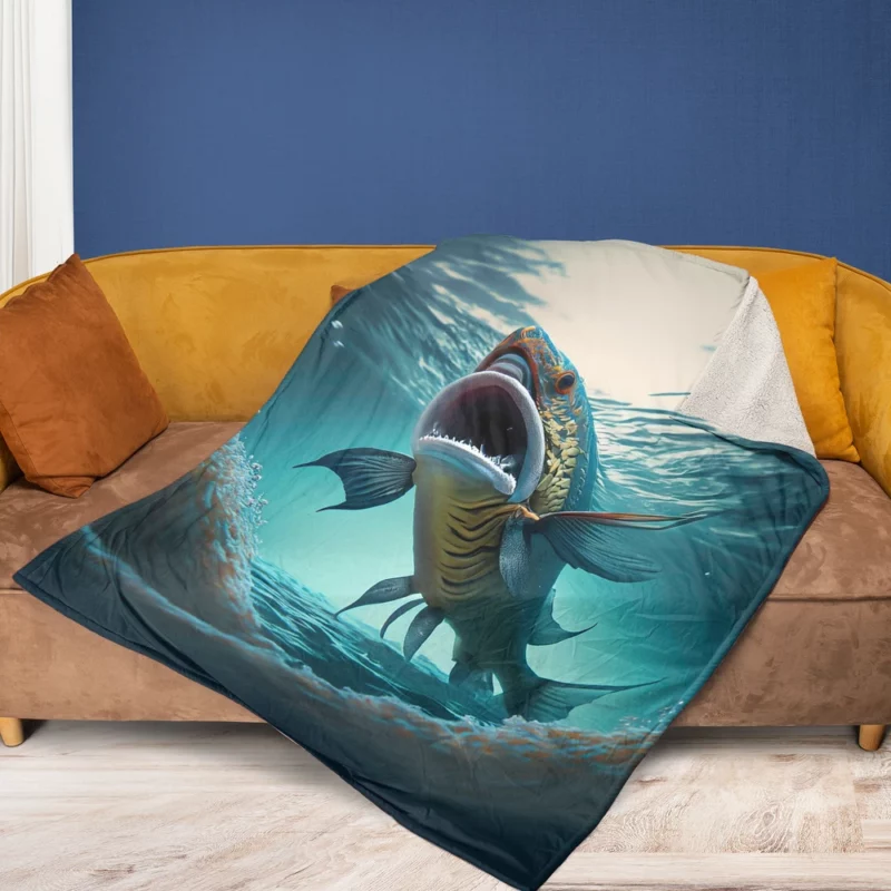 Naughty Shark with Quirky Features Fleece Blanket 1