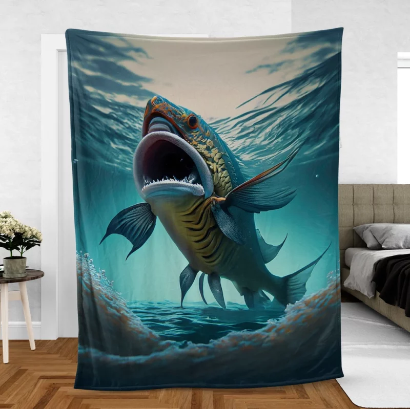 Naughty Shark with Quirky Features Fleece Blanket