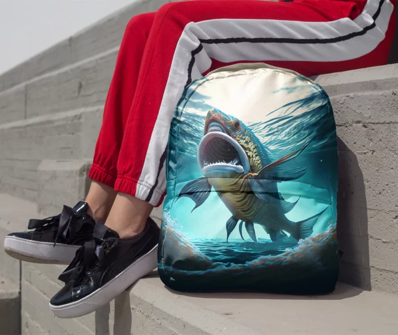 Naughty Shark with Quirky Features Minimalist Backpack 1