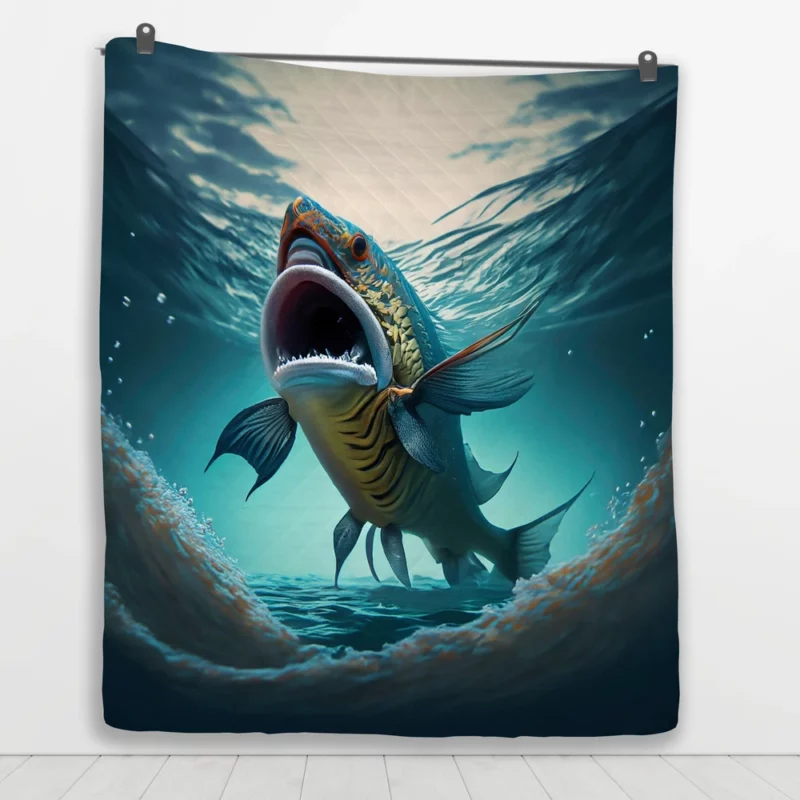 Naughty Shark with Quirky Features Quilt Blanket 1