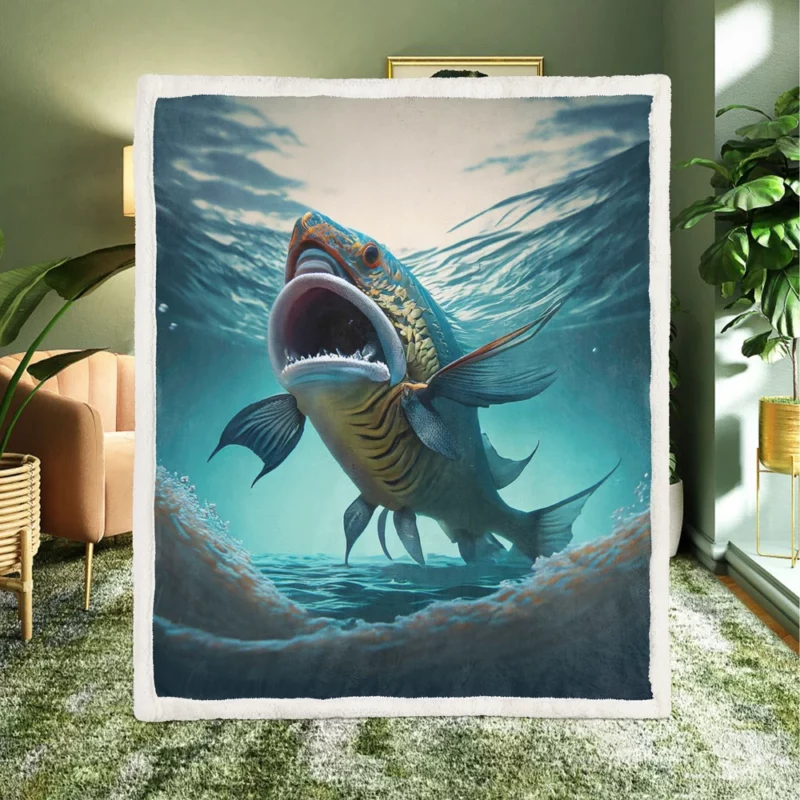 Naughty Shark with Quirky Features Sherpa Fleece Blanket