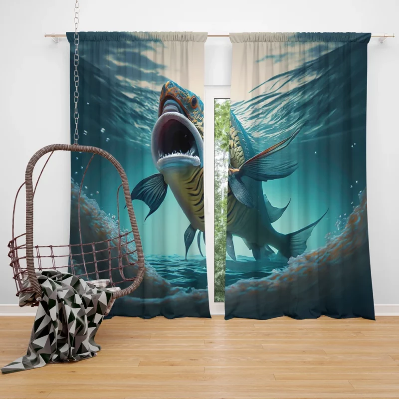 Naughty Shark with Quirky Features Window Curtain