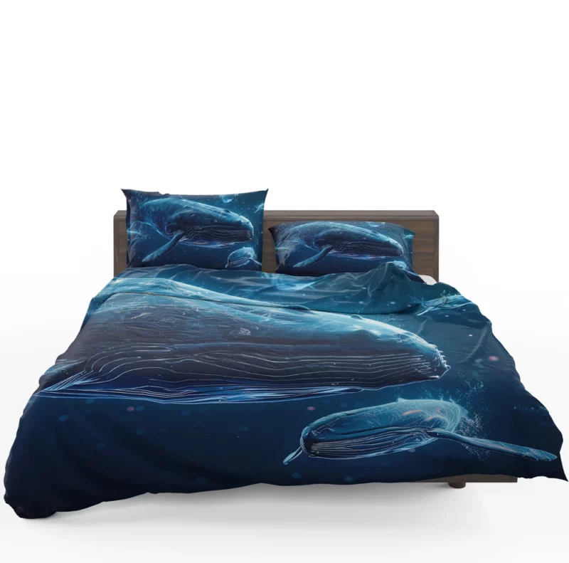 Neon Whales in Space Bedding Set 1