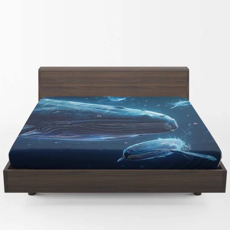 Neon Whales in Space Fitted Sheet 1