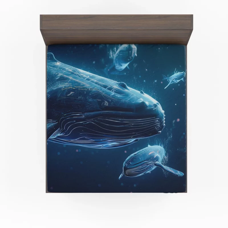 Neon Whales in Space Fitted Sheet