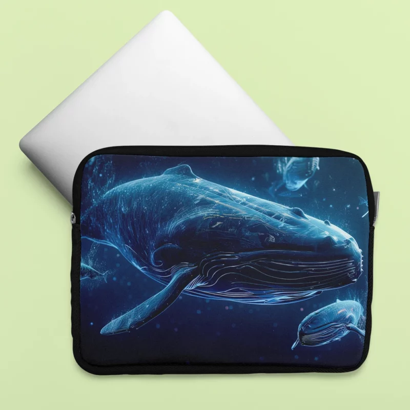 Neon Whales in Space Laptop Sleeve