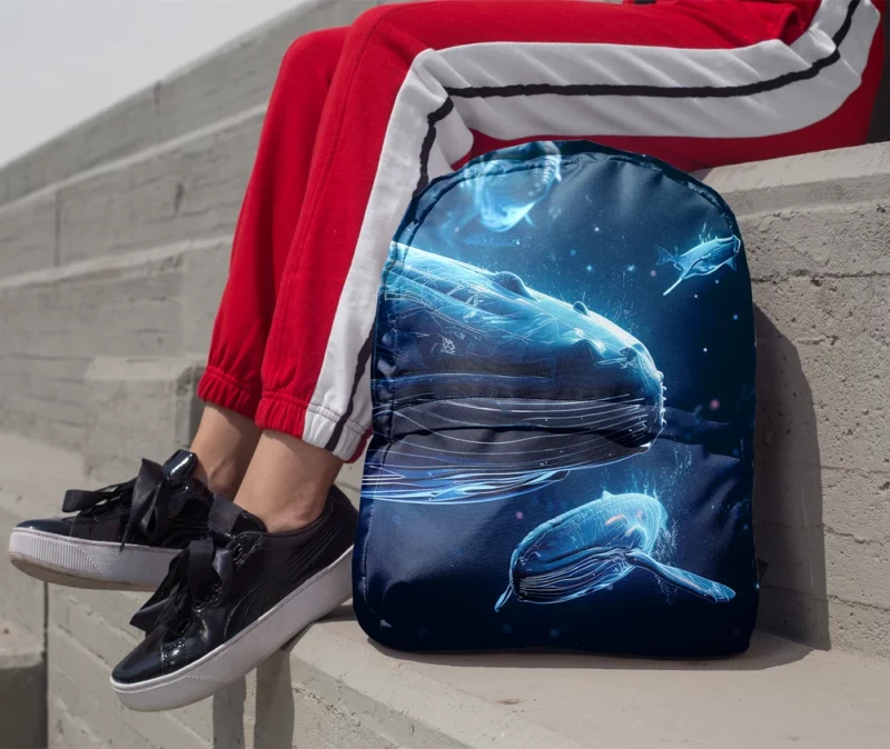 Neon Whales in Space Minimalist Backpack 1