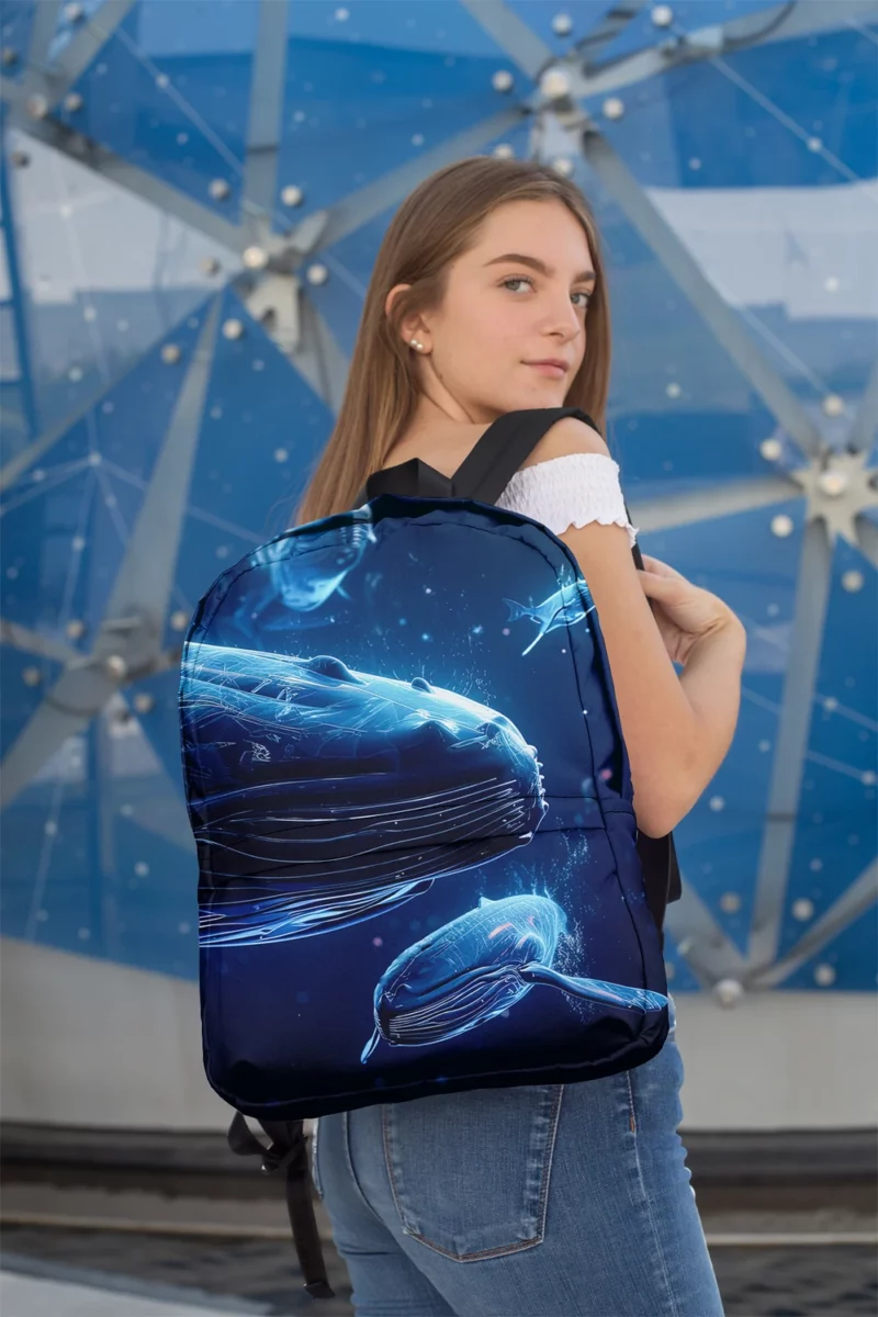 Neon Whales in Space Minimalist Backpack 2