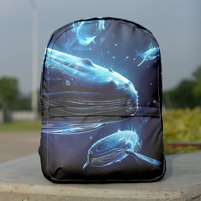 Neon Whales in Space Minimalist Backpack
