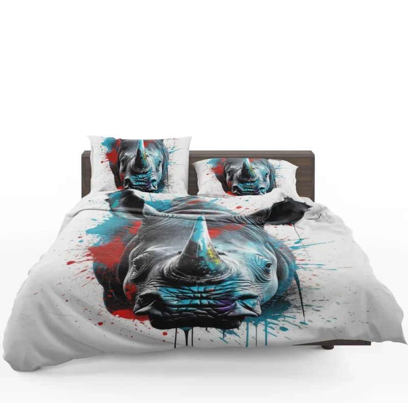 Neonpunk Rhino Head Artwork Bedding Set 1