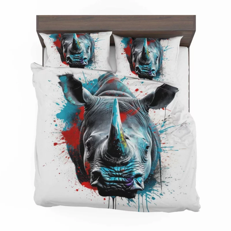 Neonpunk Rhino Head Artwork Bedding Set 2